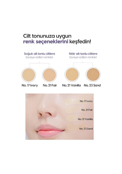 Missha Yoğun Kapatıcı, Nemli Ve Parlak Bitişli Cushion Glow Layering Fit Cushion No.17 Ivory Spf50+/pa++++ 17