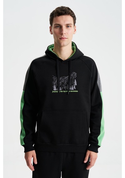AR-MA Arma Erkek Regular Fit Baskılı Reglan Kollu Kanguru Cepli Kapüşonlu Sweatshirt 001