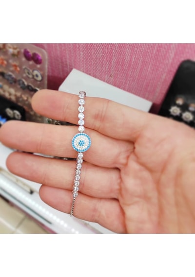Oriental Kuyumculuk Jewellery Taşlı Göz Nazarlık Su Yolu Asansör Gümüş Bileklik Gümüş