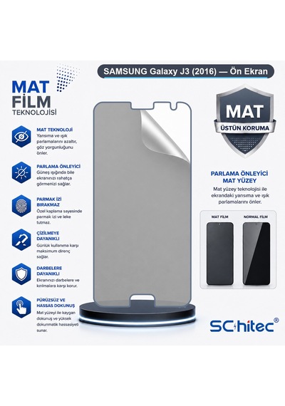Galaxy J3 2016 Uyumlu Ön Yüzey Mat Hidrojel Ekran Koruyucu