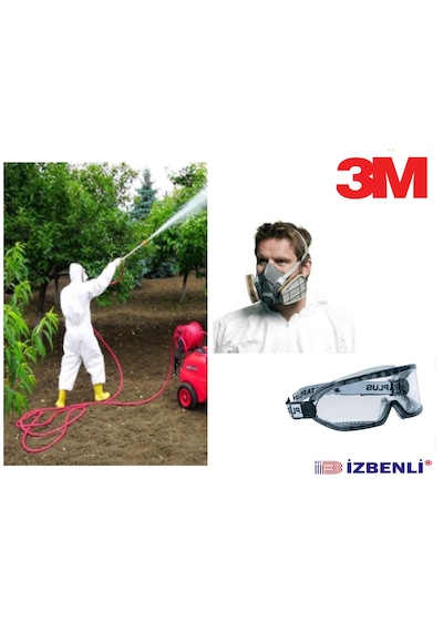 3m 6200+a2 Tarım İlaçlama İçin Yarım Yüz Gaz Maskesi Filtre İle Birlikte +goggle Gözlük