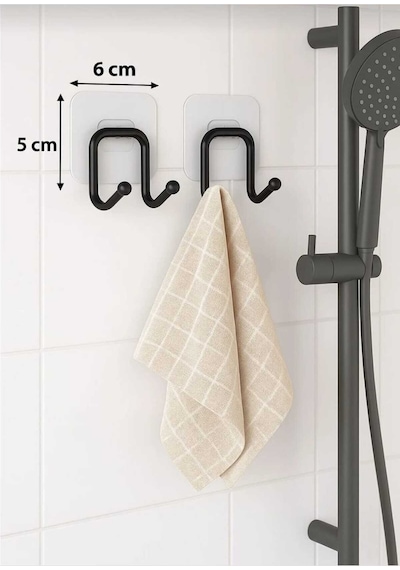 Güçlü Yapışkanlı Çift Kancalı Banyo Ve Mutfak Askısı Metal Duvar Askılık Organizeri 2 Adet Siy Diğer