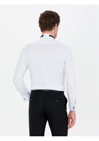 Cacharel Beyaz Slim Fit Smokin Gömlek