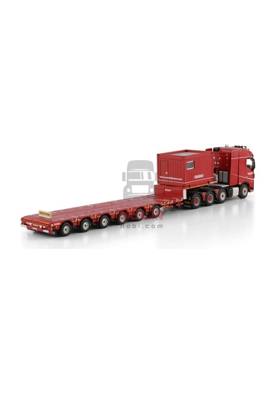 1/50 Nooteboom Red Line Volvo Fh5 Globetrotter 8x4 Manoovr - 6 Axle + 10ft Contaıner