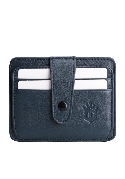 Ancora Leather Hakiki Deri Çıtçıtlı-para Bölmeli Kartlık Lacivert-26209