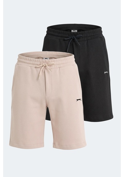 Slazenger Velvela 2 Li Set Erkek Şort Siyah -taş Gri