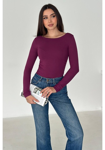 Noa & Noa Kadın Omuz Açık Fit Bluz Burgundy Glow Mürdüm