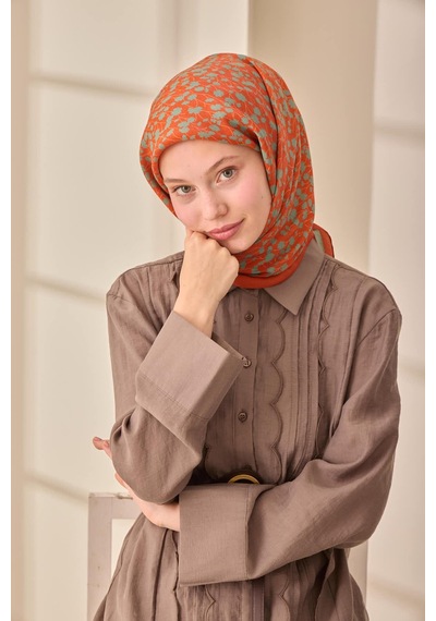 Silk Home Aura Eşarp 140005-28 Koyu Turuncu, Mint, Pudra