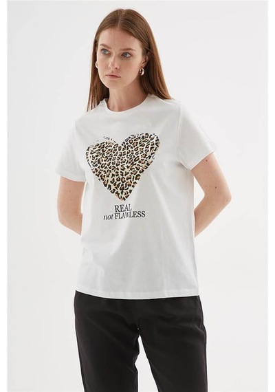 Fashion Friends Baskılı Beyaz Kadın T-shirt 25y0406k1 Beyaz
