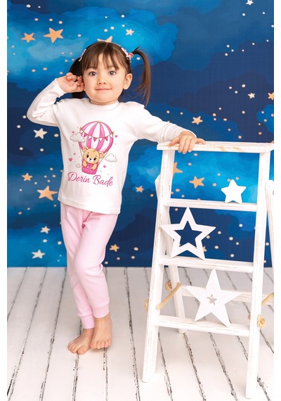 Pia Baby İsimli Kız Çocuk Pijama Takımı %100 Pamuk Penye İsme Özel Baskılı Kişiselleştirilebilir Pijama Seti 20454p14pi Krem