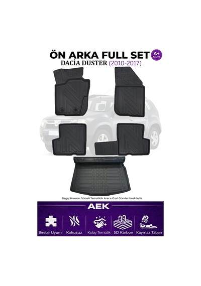 Dacia Duster 2010-2017 4x2 5d Karbon Paspas Takımı +3d Pvc Bagaj