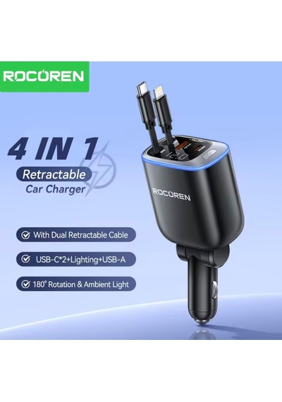72w 4'ü 1'arada Geri Çekilebilir Kablo Type-c+iphone Lightnig+usb