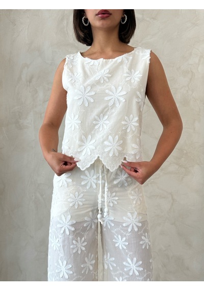 Verymoda Nakışlı Kolsuz Bluz D2872 Taş