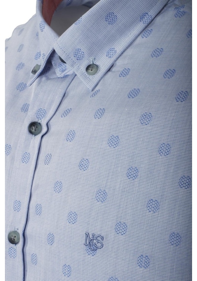 Ncs Jeans Erkek Mavi Kısa Kol Yazlık Gömlek Nokta Puan Desen Slim Fit Düğme Yaka Pamuk İnce Kumaş Jeans 7173 Shirt-mavi Mavi