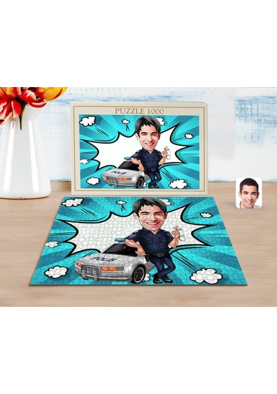 Bk Gift Kişiye Özel Erkek Polis Karikatürlü 1000 Parça Profesyonel Puzzle-2