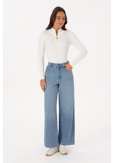 U.S. Polo Assn. Kadın Açık Mavi Loose Fit Jean Pantolon 50316568-DN0021
