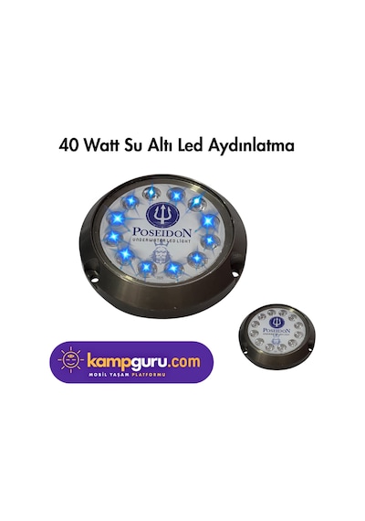 Poseidon Yeni 12 Ledli Mavi 12 Volt - 24 Volt, 40 Watt Led Su Altı Aydınlatma
