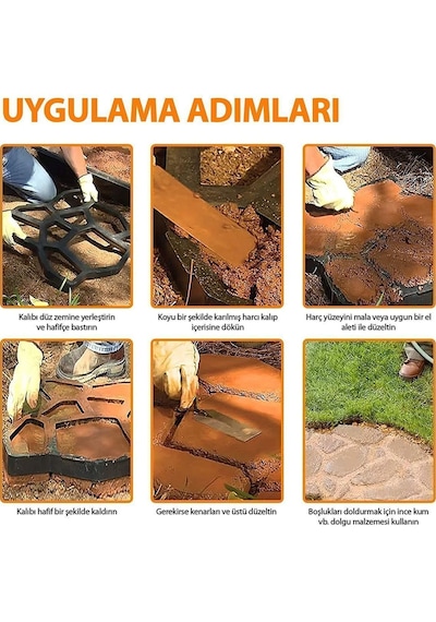 Zemin Kaplama Kalıbı Bahçe Taş Kalıbı Yürüyüş Yolu Kaldırım Yapım Aparatı 42x40 Cm 2adet