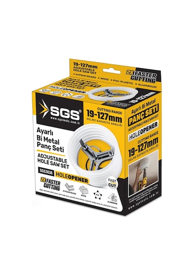 Sgs 3636 Toz Kapaklı Ayarlı Bi-metal Panç Seti 19-127 Mm Spot Ve Delik Açma Testeresi Aparatı