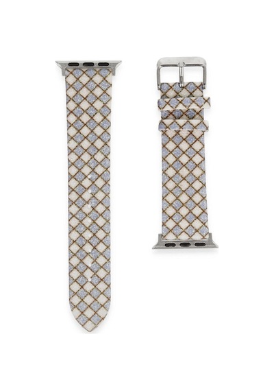 Tedar Apple Watch Uyumlu 38mm Karo Motif Kordon - Lila Najmaddin