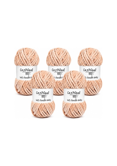 Kadife İp Soft Chenille Bulky 5'li Paket 5x100 Gr 120 Mt El Örgü İpi Toz Pembe - 875823131