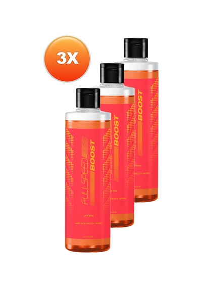 Avon Full Speed Boost Erkekler İçin Saç Ve Vücut Şampuanı 3 x 250 ML