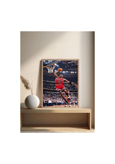 Poster Michael Jordan Ahşap Çerçeveli Basketbol Tablo Çok Renkli - 869074497 Çok Renkli