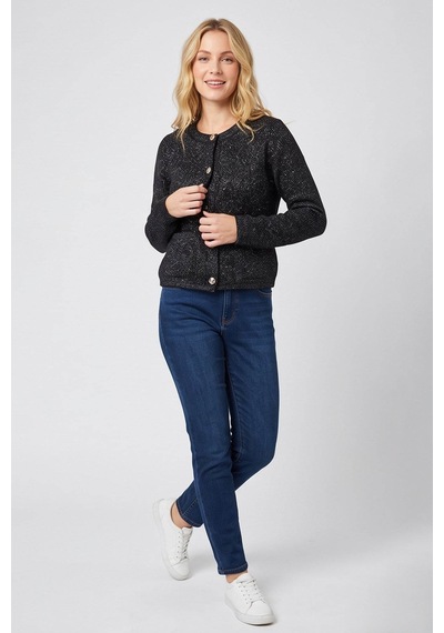 Fashion Friends Simli Ve Pullu Siyah Kadın Hırka 26k0054k1