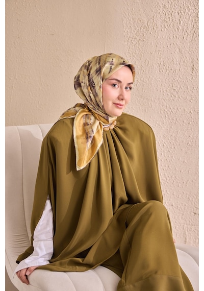 Silk Home Twill İpek Flow Lines Eşarp Butter Yellow 90x90 Çok Renkli
