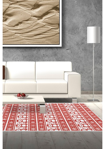 Alanur Home Kaymaz Dijital Mutfak & Salon Halı Trend E5184 Kırmızı