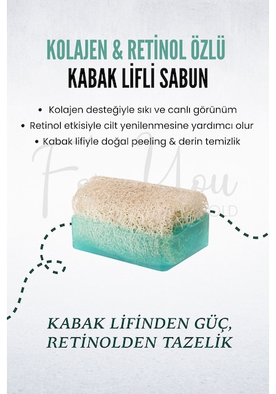 Kabak Lifli El Yapımı Kolajen & Retinol Özlü Sabun Collagen Sabun Kabak Lifi - Lavanta