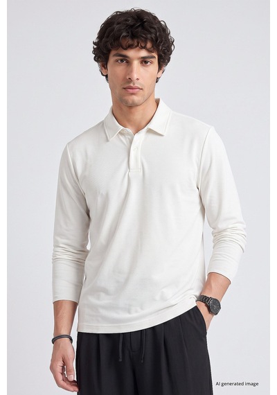 Tommy Life Ekru Rahat Form Basic Erkek Polo Yaka T-shirt - 88512