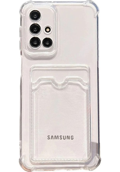 Samsung Galaxy Uyumlu A51 Kamera Korumalı Kartlıklı Darbe Emici Özellikli Şeffaf Silikon Kapak