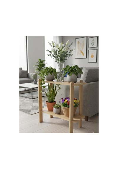 Seh101 Modern Yan Sehpa, Çiçek Standı, Kitap Standı, 2 Katlı, S.meşe Safir Meşe - 836619277 Safir Meşe