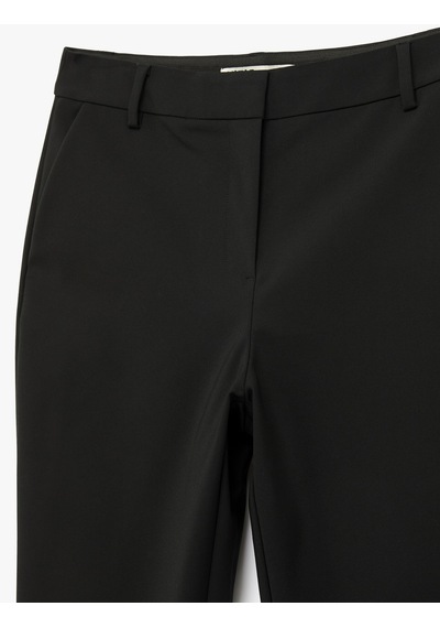 Koton Regular Fit Cep Detaylı Normal Bel Düz Paça Kumaş Pantolon Siyah 6sak40098uw Siyah