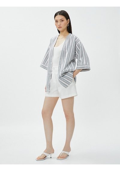 Koton Oversize Keten Kimono Cepli Kısa Kollu Çizgili Multi Renkli 3sak50189uw 3SAK50189UWCSM Çok Renkli Koton Oversize Keten Kimono Cepli Kısa Kollu Çizgili Multi Renkli 3sak50189uw 3SAK50189UWCSM Çok Renkli