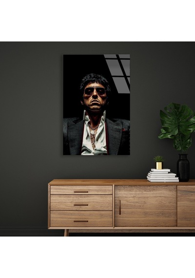Scarface Portre Cam Tablo Efsane Film Temalı Duvar Dekoru 50x70