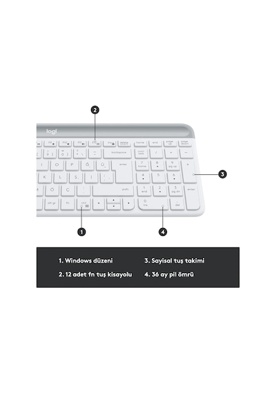 Mk470 Slim Combo Kablosuz Klavye Mouse Seti, 12 Fn Kısayolu İle Kompakt Klavye, Sağ Ve Sol Elle Kullanılabilir, 10 M Kullanım Mesafesi, Sessiz, Türkçe Q Klavye, Beyaz Diğer Mk470 Slim Combo Kablosuz Klavye Mouse Seti, 12 Fn Kısayolu İle Kompakt Klavye, Sağ Ve Sol Elle Kullanılabilir, 10 M Kullanım Mesafesi, Sessiz, Türkçe Q Klavye, Beyaz Diğer