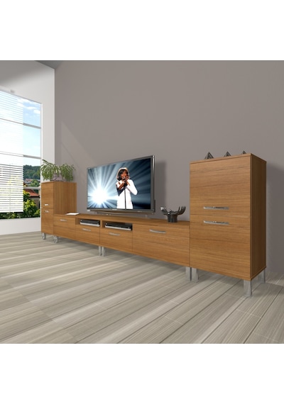 Decoraktiv Eko 9220 Slm Krom Ayaklı Tv Ünitesi Tv Sehpası Ceviz