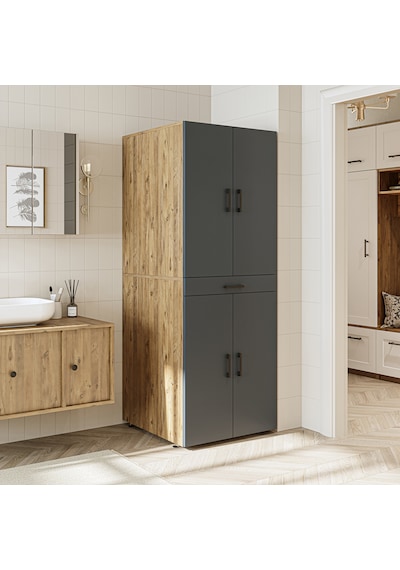 Banyo Dolabı Kapaklı Çamaşır Ve Kurutma Makine Dolap 70x185 Cm Atlantik Çam - Antrasit Banyo Dolabı Kapaklı Çamaşır Ve Kurutma Makine Dolap 70x185 Cm Atlantik Çam - Antrasit