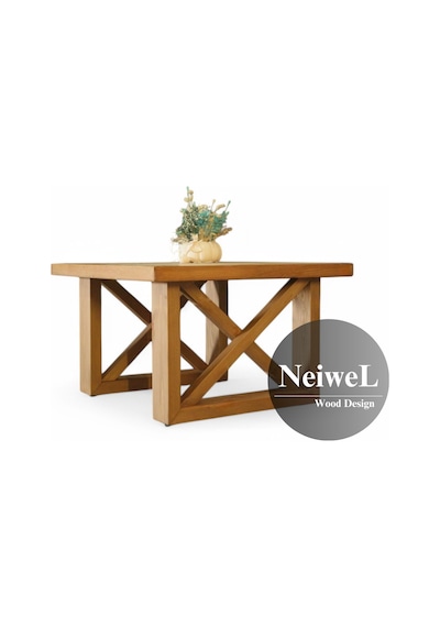 Neiwel Laila Doğal Ahşap Sehpa-80-80 Açık Ceviz