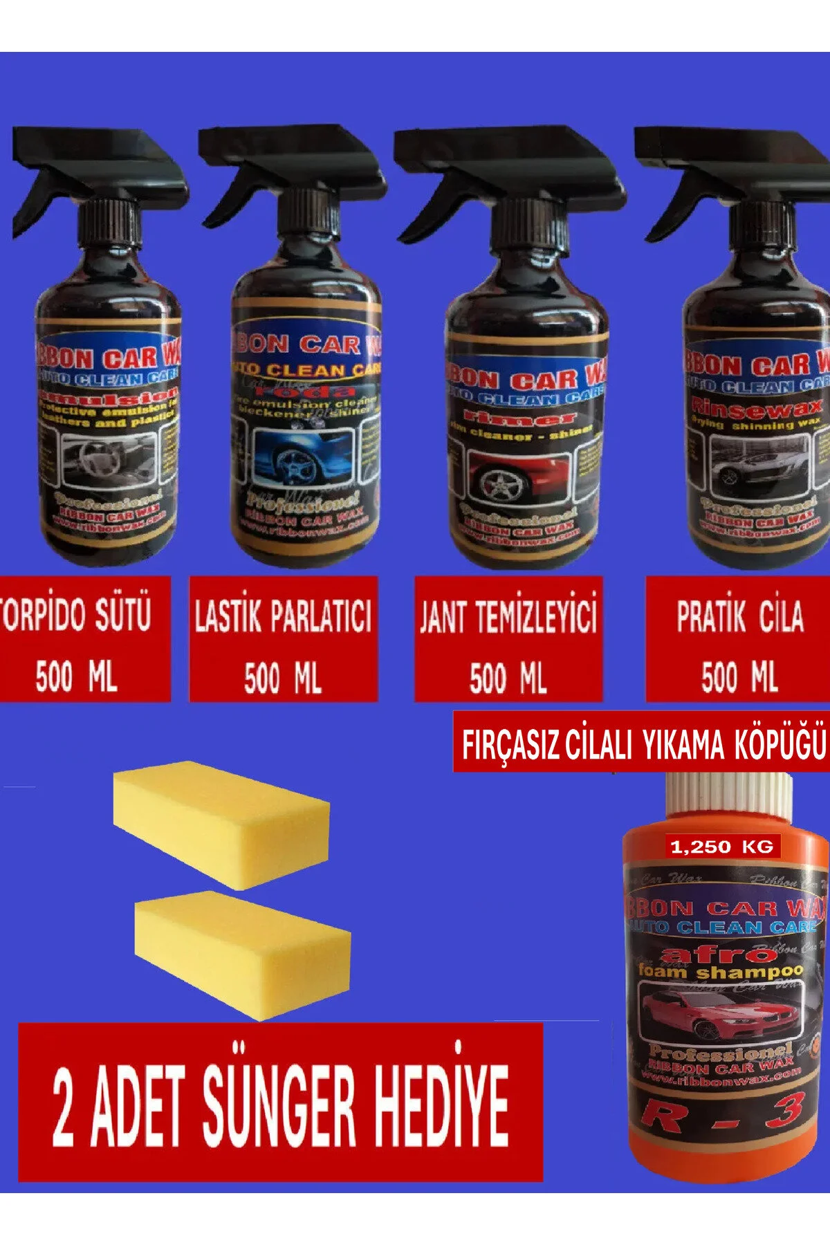 6 Lı Set Torpido Sütü-lastik Parlatıcı- Jant Temizleyici- Hızlı Cila-500 Ml Cilalı Şampuan 1 Kgl