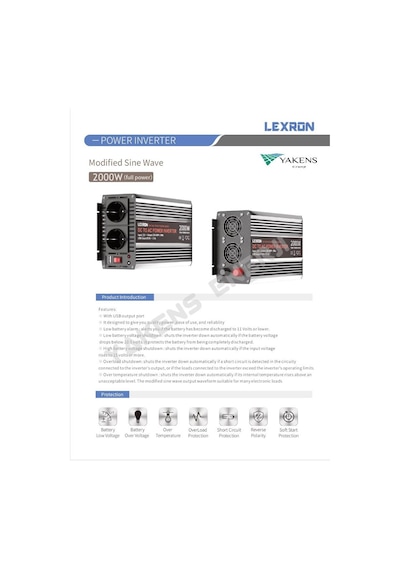 Lexron 2000 W 12V Modifiye Sinüs İnverter 2000 Watt 12 Volt-220V