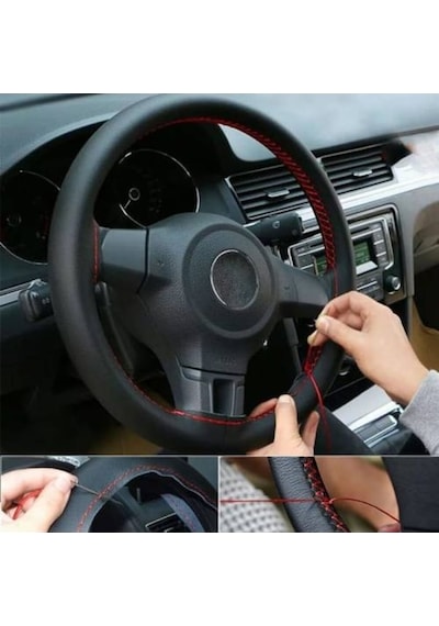 Direksiyon Kılıfı Deri  Dikişli Noktalı Düz Dikmeli Direksiyon Kılıfı