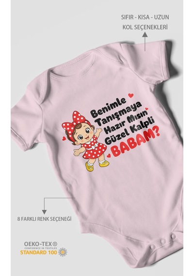 Morivokids Babaya Özel Kısa Kollu Bebek Body %100 Pamuk Zbn294-kk Bebe Pembe