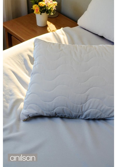 Biyeli Kapitone Deluxe Pamuklu Fermuarlı Yastık Koruyucu Kılıf 50x70 Cm Beyaz