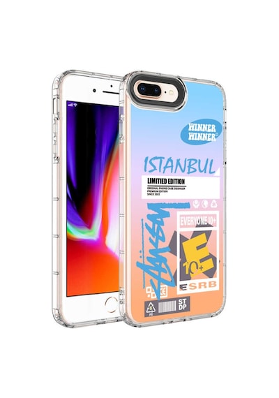 Apple Uyumlu iPhone 7 Plus Kılıf Renkli Desenli Sert Silikon Korn Kılıf