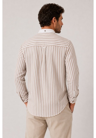 Slim Fit Uzun Kol Keten Likra Çift Desen Cepsiz Hediye Kutulu Erkek Gömlek Fs-004577 - Bej-3319 Slim Fit Uzun Kol Keten Likra Çift Desen Cepsiz Hediye Kutulu Erkek Gömlek Fs-004577 - Bej-3319