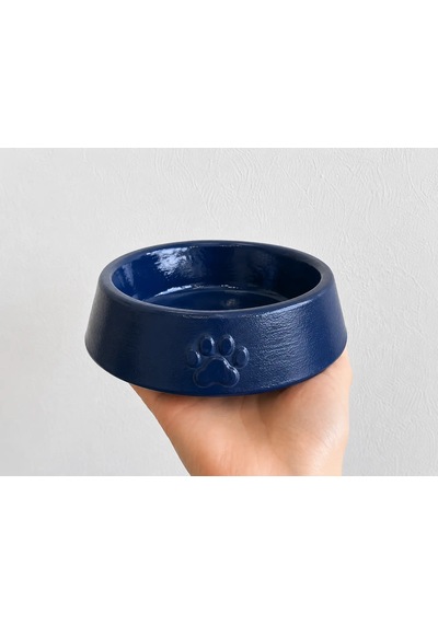 Pati Desen Model Beton Kedi Köpek Mama Ve Su Kabı 13 Cm Çap X 4 Cm - Lacivert