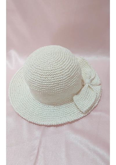 Umela Butik Beyaz Fiyonklu Bayan Şapkası